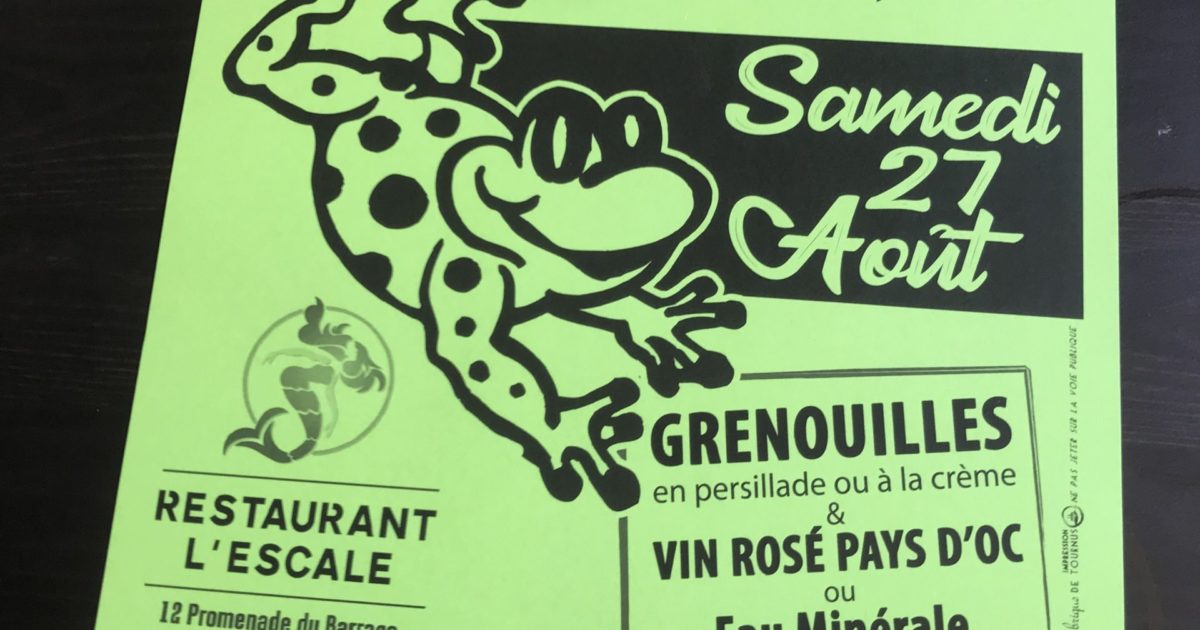Samedi 27 août FÊTE DE LA GRENOUILLE Restaurant l'Escale à La Truchère